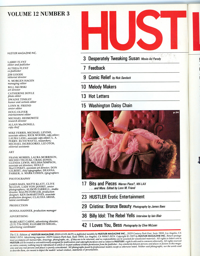 HUSTLER March 1986 magazine