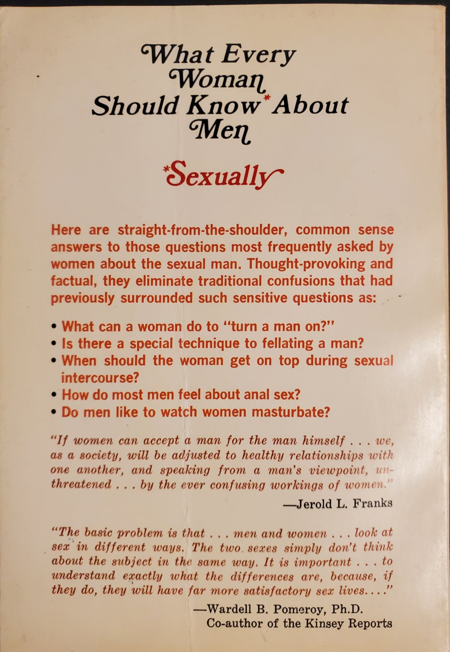 WHAT EVERY WOMAN SHOULD KNOW* ABOUT MEN (SEXUALLY) VOL. 1 Book