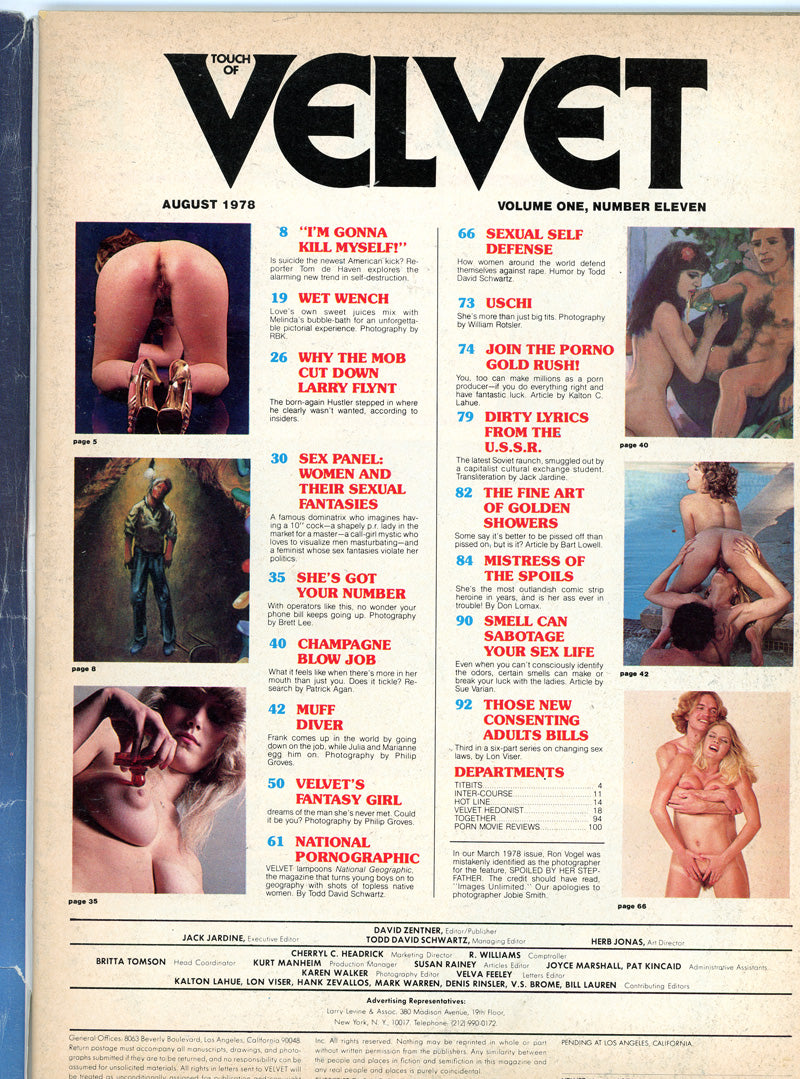VELVET August 1978 magazine